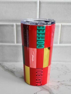 Caribou Coffee Patchwork Stainless Steel Tumbler - NEW